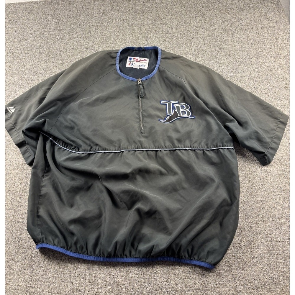 Vintage Tampa Bay Devil Rays Majestic Jacket XL Dugout Team Issue Short Sleeve